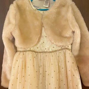 Girls, size 8, formal dress with matching faux fur shrug.